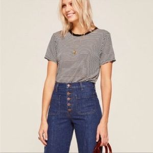 Reformation black & white stripe tee, size small